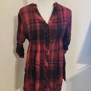 American Rag Red and Black Plaid Top